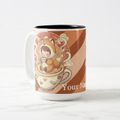 Stylish Two-Tone Fox Reading Mug Tweekleurige Koffiemok (Voorkant links)