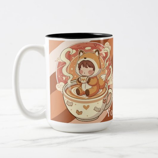 Stylish Two-Tone Fox Reading Mug Tweekleurige Koffiemok (Links)