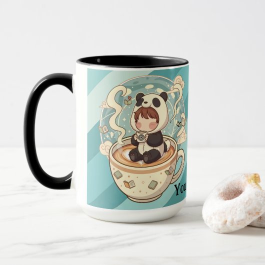 Stylish Two-Tone Panda Coffee Mug Mok (Met donut)