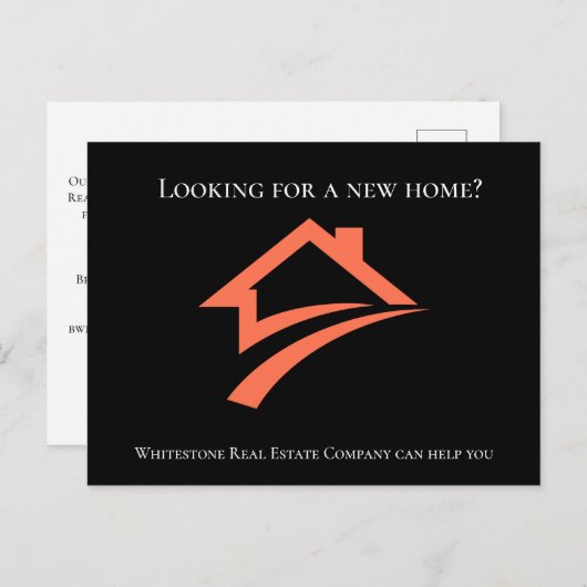 Stylish Unique Black Real Estate Agent Briefkaart (Voorkant / Achterkant)