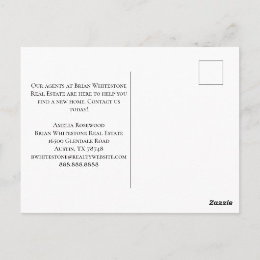 Stylish Unique Black Real Estate Agent Briefkaart (Achterkant)