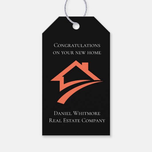 Stylish Unique Black Real Estate Agent Cadeaulabel (Voorkant)