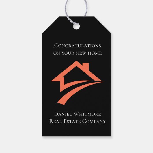 Stylish Unique Black Real Estate Agent Cadeaulabel (Achterkant)