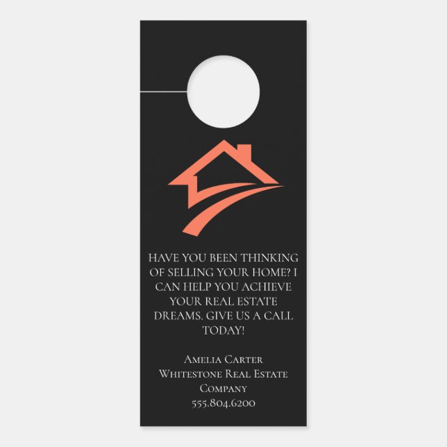 Stylish Unique Black Real Estate Agent Deurhanger (Voorkant)