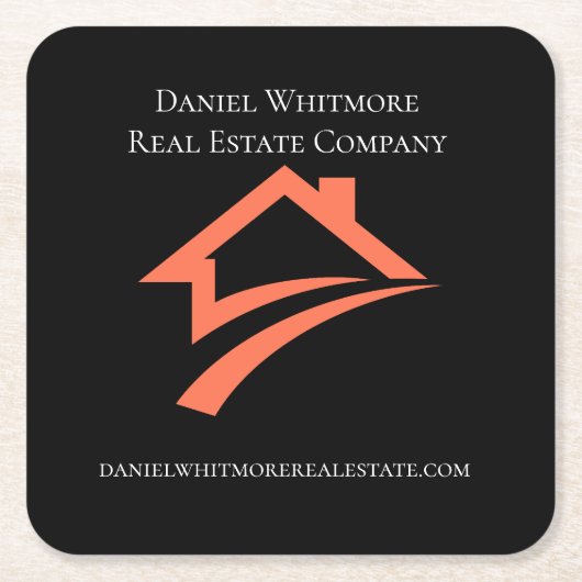Stylish Unique Black Real Estate Agent Kartonnen Onderzetters (Voorkant)