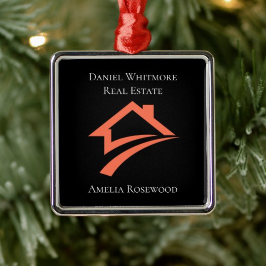Stylish Unique Black Real Estate Agent Metalen Ornament (Boom)