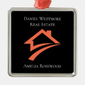 Stylish Unique Black Real Estate Agent Metalen Ornament (Voorkant)