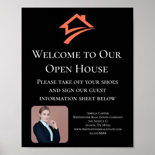 Stylish Unique Black Real Estate Agent Poster (Voorkant)