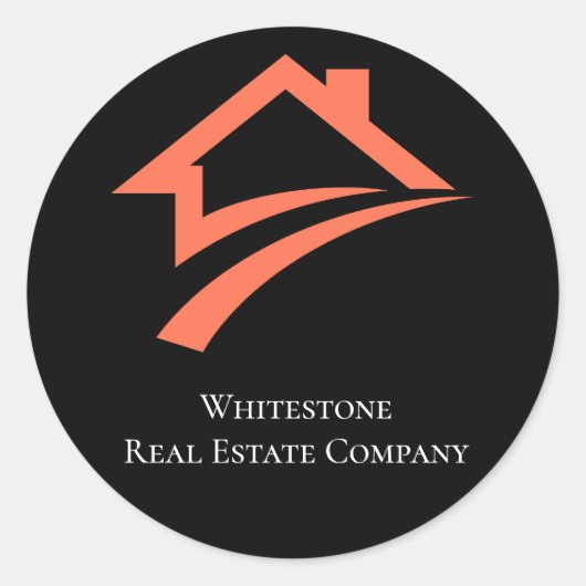 Stylish Unique Black Real Estate Agent Ronde Sticker (Voorkant)