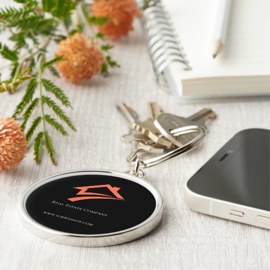 Stylish Unique Black Real Estate Agent Sleutelhanger (Zijkant)