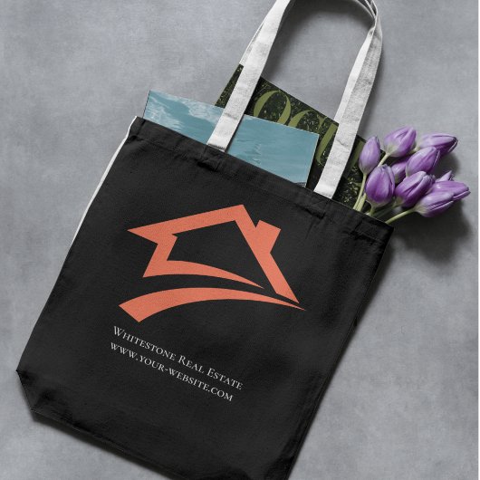 Stylish Unique Black Real Estate Agent Tote Bag