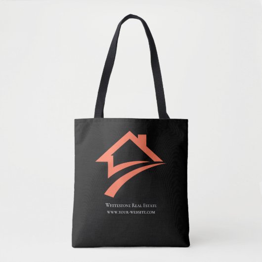 Stylish Unique Black Real Estate Agent Tote Bag (Voorkant)