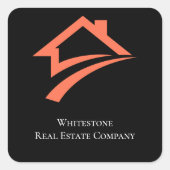 Stylish Unique Black Real Estate Agent Vierkante Sticker (Voorkant)