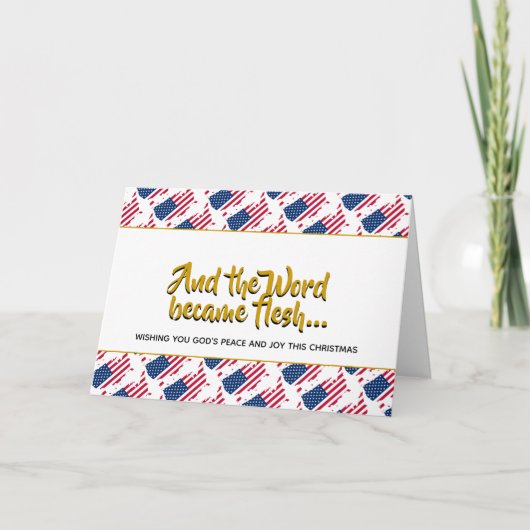 Stylish US AMERICA Word werd Flesh CHRISTMAS Feestdagen Kaart (Voorkant)