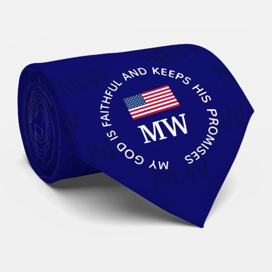 Stylish USA AMERICAN Blue Monogram Stropdas (Opgerold)