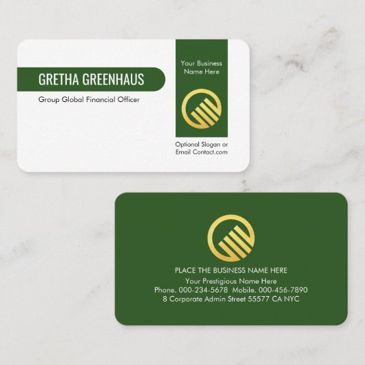 Stylish Vertical Green Line Private Enterprise Visitekaartje (Voorkant / Achterkant)