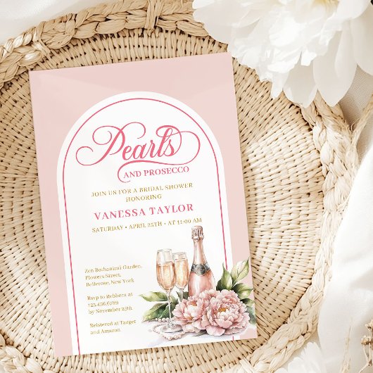 Stylish Watercolor Blush and Gold Shower Invite Kaart