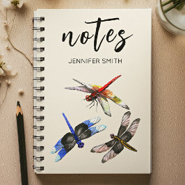 Stylish Watercolor Dragonflies Classic Spiral Notitieboek