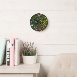 Stylish Watercolor Floral Pattern Ronde Klok