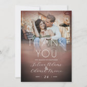 Stylish Waterverf Roos Gold Photo Wedding Bedankkaart (Voorkant)