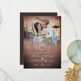 Stylish Waterverf Roos Gold Photo Wedding Bedankkaart