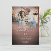 Stylish Waterverf Roos Gold Photo Wedding Kaart (Staand voorkant)