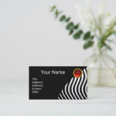 STYLISH WAVES BLACK WHITE Red Ruby Monogram Visitekaartje (Staand voorkant)