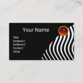 STYLISH WAVES BLACK WHITE Red Ruby Monogram Visitekaartje (Voorkant)