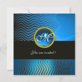 STYLISH WAVES MONOGRAM, blauwe saffier Kaart (Voorkant)