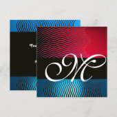 STYLISH WAVES MONOGRAM, Blue Sapphire, Red Burgund Kaart (Voorkant / Achterkant)