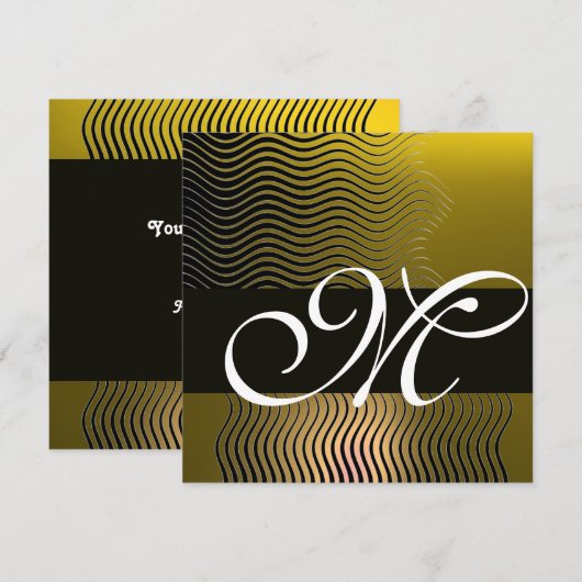 STYLISH WAVES MONOGRAM, geel topaz Kaart (Voorkant / Achterkant)