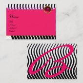 STYLISH WAVES MONOGRAM RUBY, Black White Pink Visitekaartje (Voorkant / Achterkant)