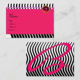 STYLISH WAVES MONOGRAM RUBY, Black White Pink Visitekaartje