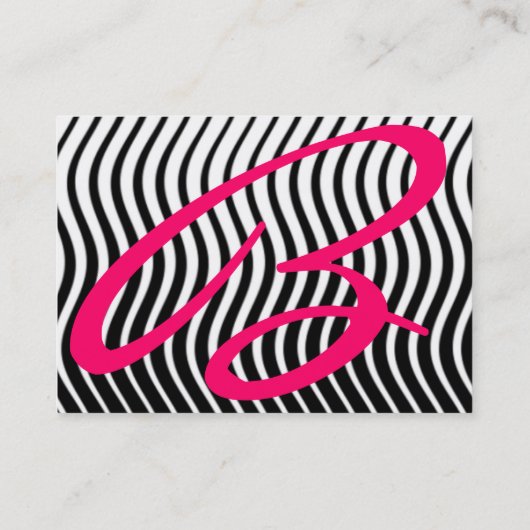 STYLISH WAVES MONOGRAM RUBY, Black White Pink Visitekaartje (Achterkant)