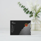 STYLISH WAVES MONOGRAM RUBY Black White Red Visitekaartje (Staand voorkant)