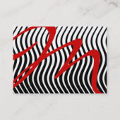 STYLISH WAVES MONOGRAM RUBY Black White Red Visitekaartje (Achterkant)