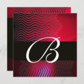 STYLISH WAVES MONOGRAM, Ruby Red Burgundy Kaart (Voorkant / Achterkant)