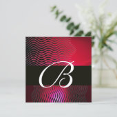 STYLISH WAVES MONOGRAM, Ruby Red Burgundy Kaart (Staand voorkant)
