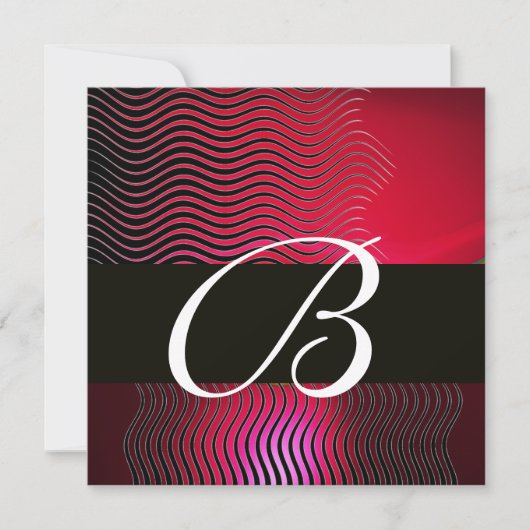 STYLISH WAVES MONOGRAM, Ruby Red Burgundy Kaart (Voorkant)