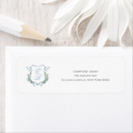 Stylish Wedding Floral Crest Classic Address Label