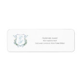 Stylish Wedding Floral Crest Classic Address Label (Voorkant)