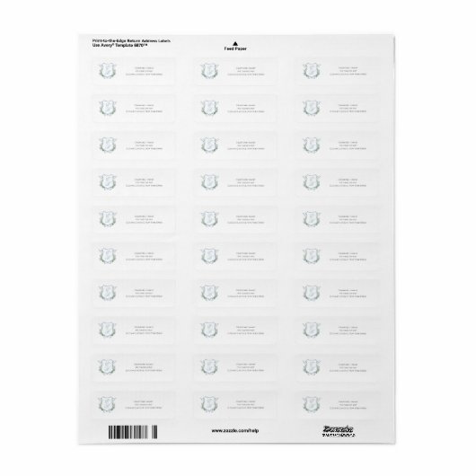Stylish Wedding Floral Crest Classic Address Label (Full Sheet)