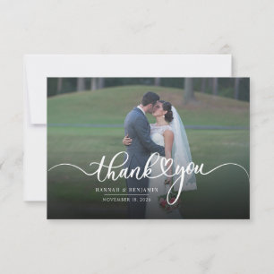 Stylish Wedding Hand-Lettered Photo Bedankkaart