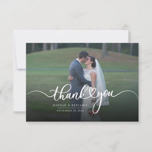 Stylish Wedding Hand-Lettered Photo Bedankkaart (Voorkant)
