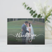 Stylish Wedding Hand-Lettered Photo Bedankkaart (Staand voorkant)