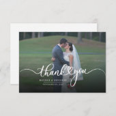 Stylish Wedding Hand-Lettered Photo Bedankkaart (Voorkant / Achterkant)