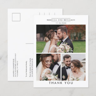 Stylish Wedding Photo Collage Hartelijk dank Briefkaart