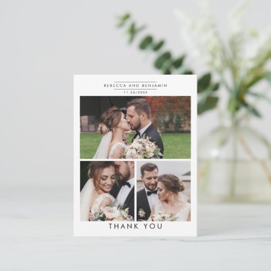 Stylish Wedding Photo Collage Hartelijk dank Briefkaart (Staand voorkant)