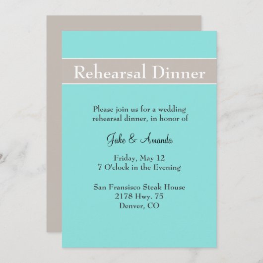 Stylish Wedding Rehearsal Dinner Invitation Kaart (Voorkant / Achterkant)