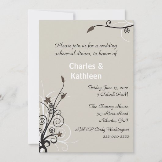 Stylish Wedding Rehearsal Uitnodiging (Voorkant)